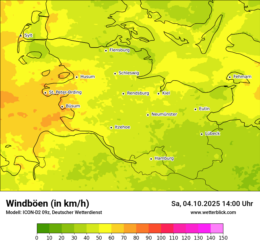 Modellkarten Windgeschwindigkeit