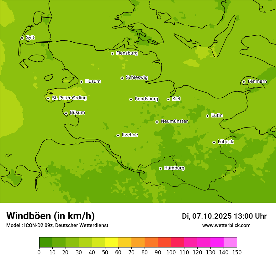 Modellkarten Windgeschwindigkeit