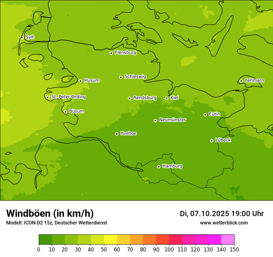 Modellkarten Windgeschwindigkeit