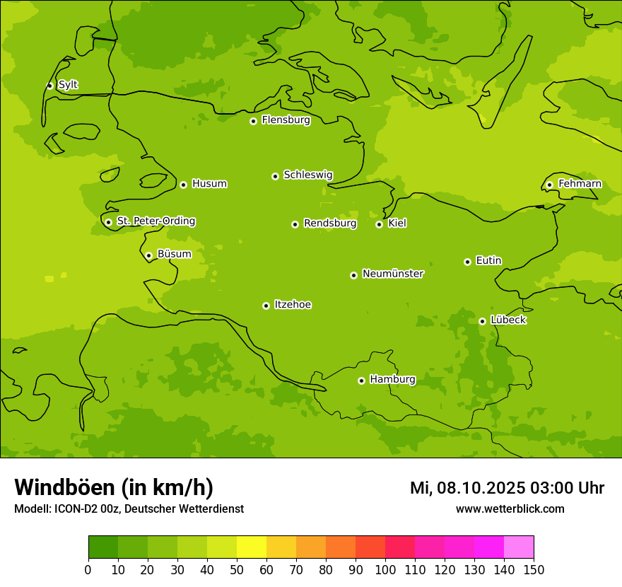 Modellkarten Windgeschwindigkeit