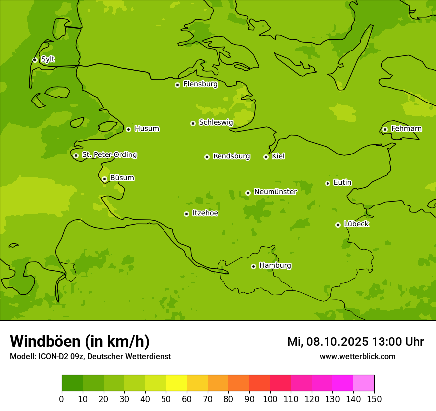 Modellkarten Windgeschwindigkeit