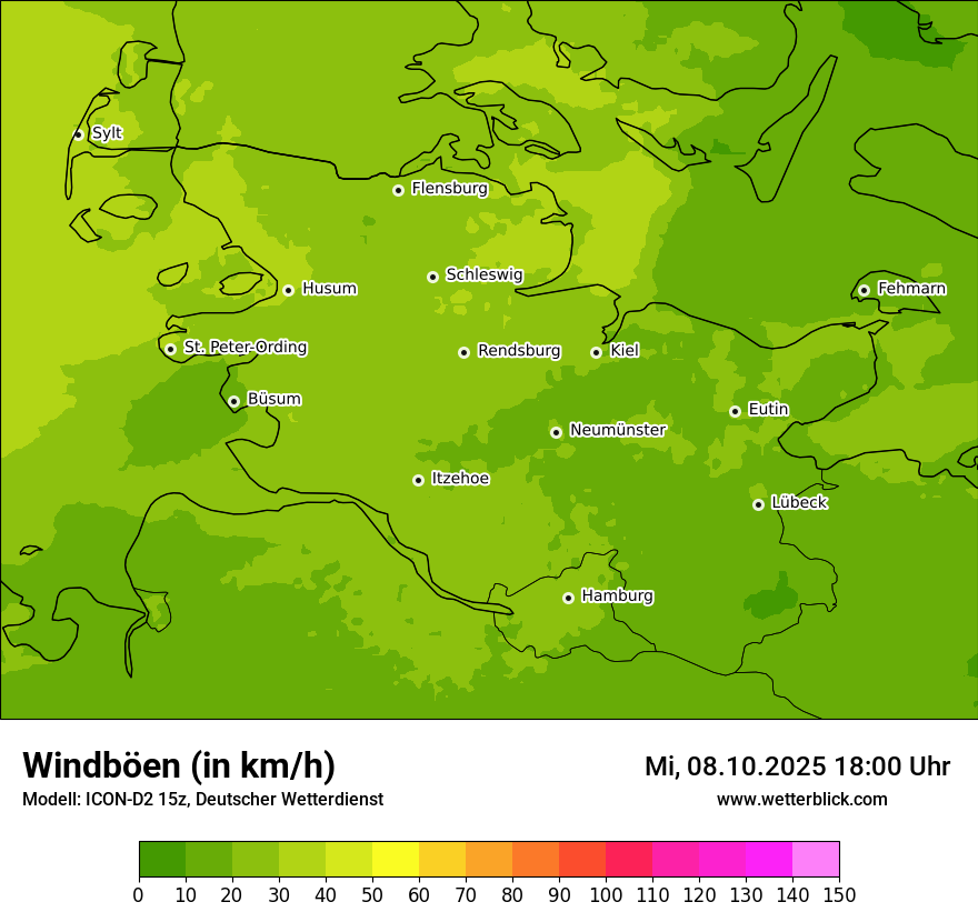 Modellkarten Windgeschwindigkeit