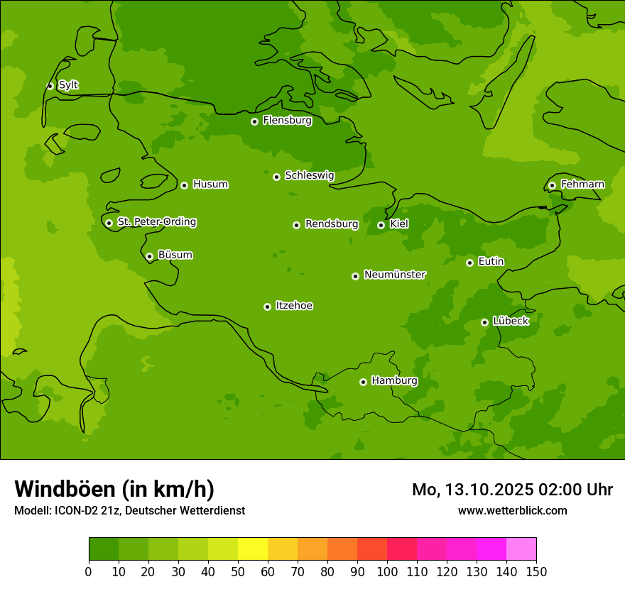 Modellkarten Windgeschwindigkeit