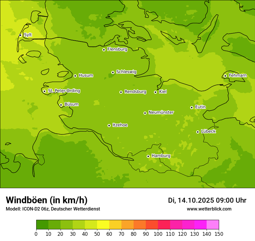 Modellkarten Windgeschwindigkeit