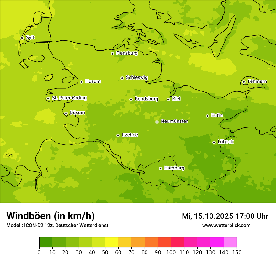 Modellkarten Windgeschwindigkeit