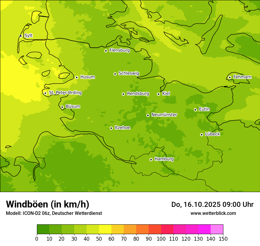 Modellkarten Windgeschwindigkeit