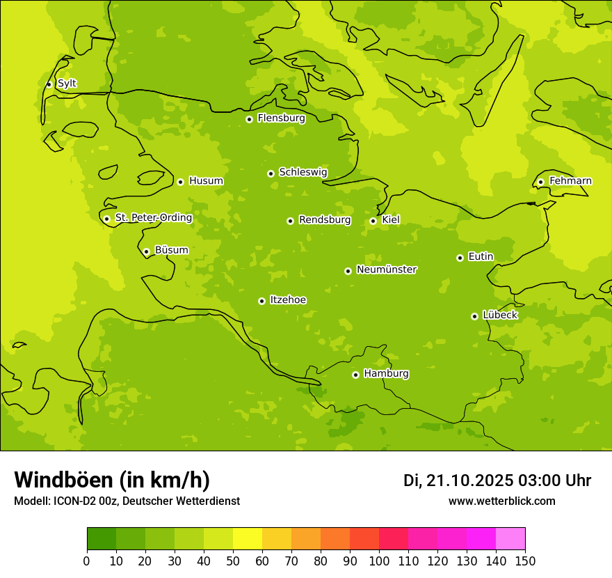 Modellkarten Windgeschwindigkeit