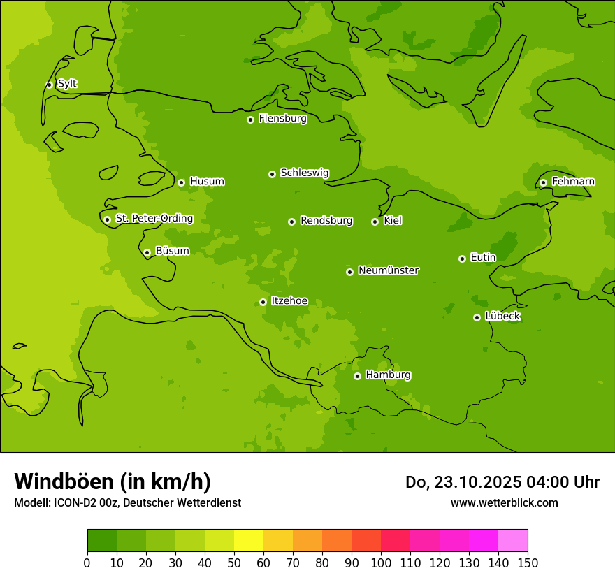 Modellkarten Windgeschwindigkeit
