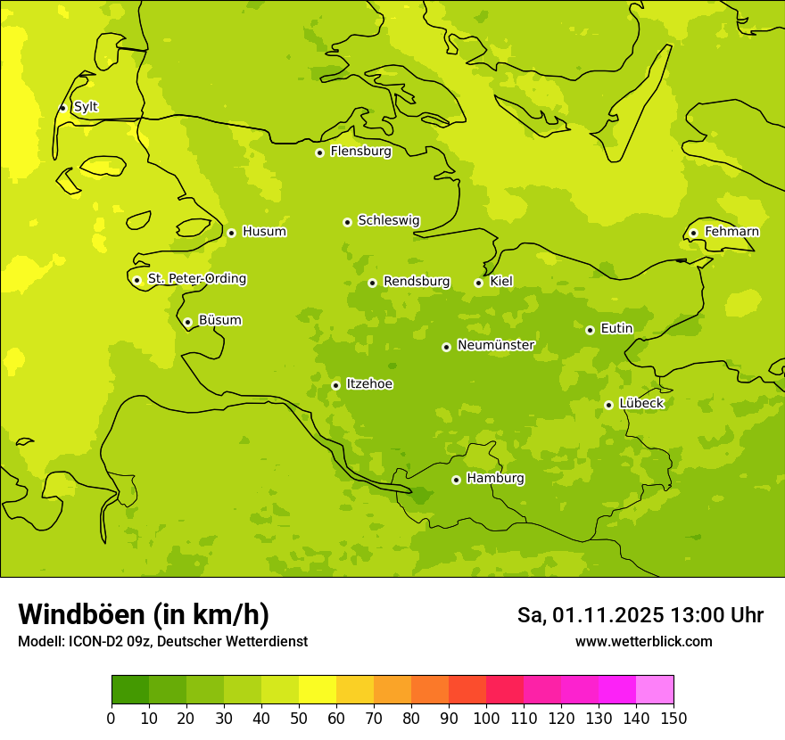 Modellkarten Windgeschwindigkeit