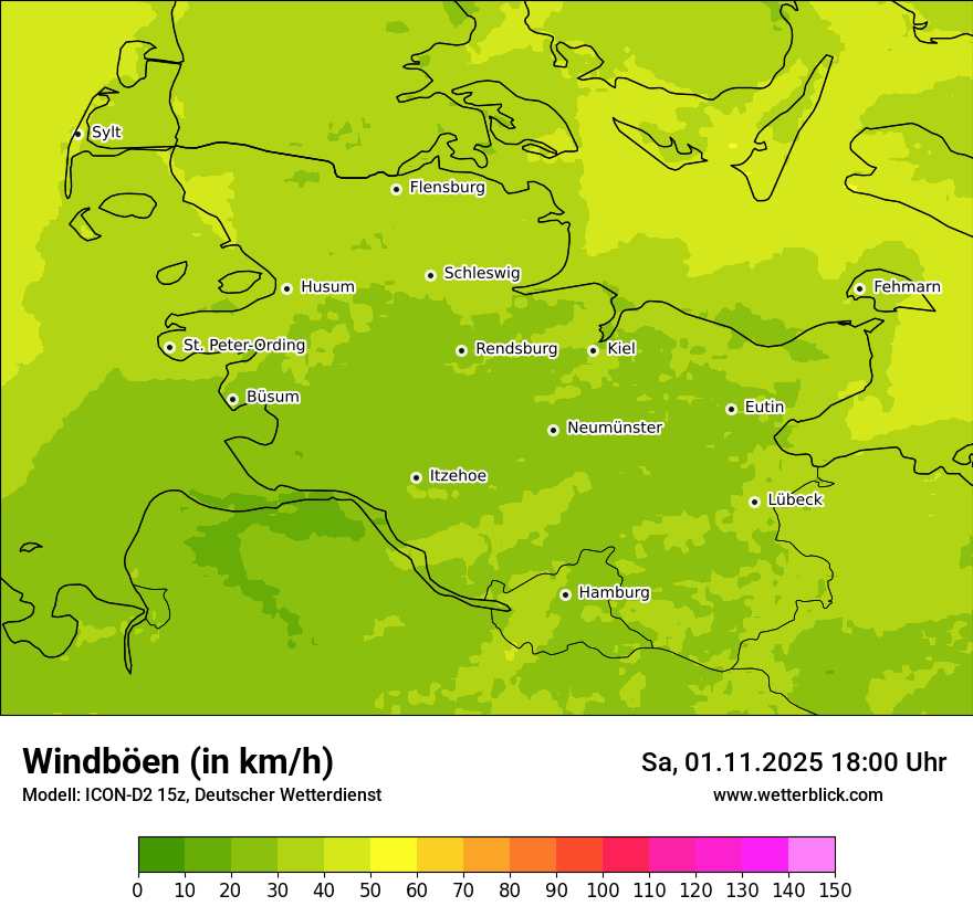Modellkarten Windgeschwindigkeit