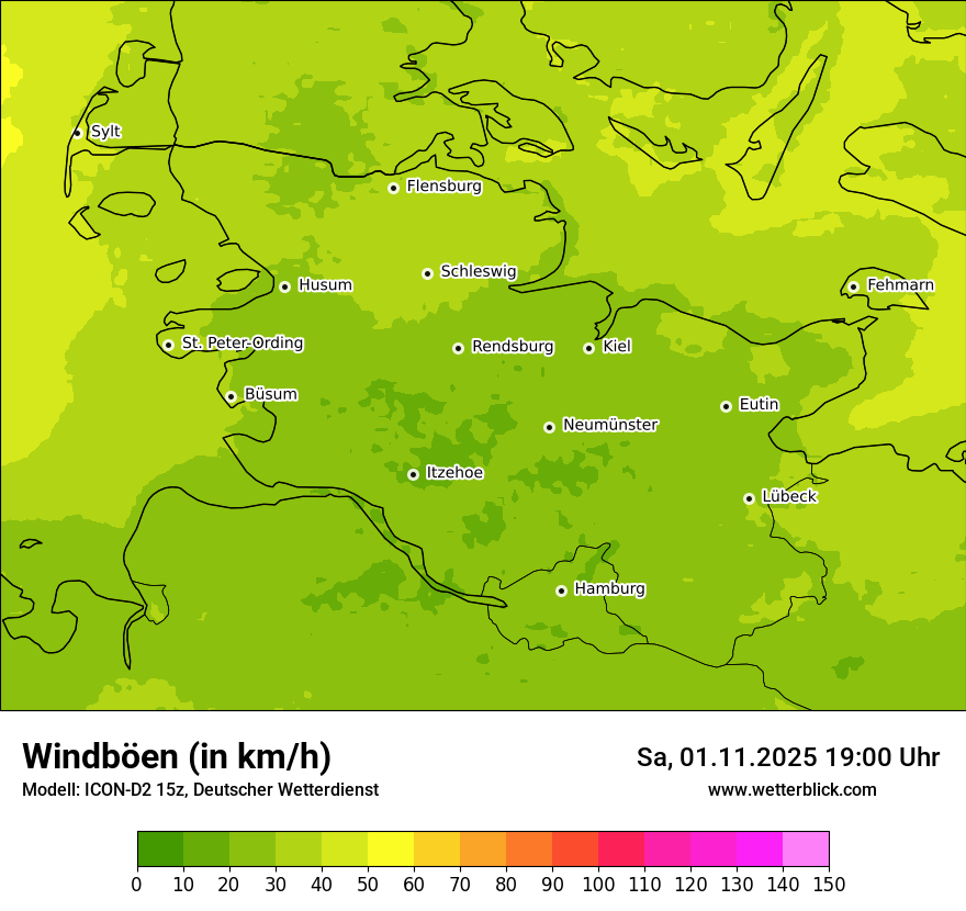 Modellkarten Windgeschwindigkeit