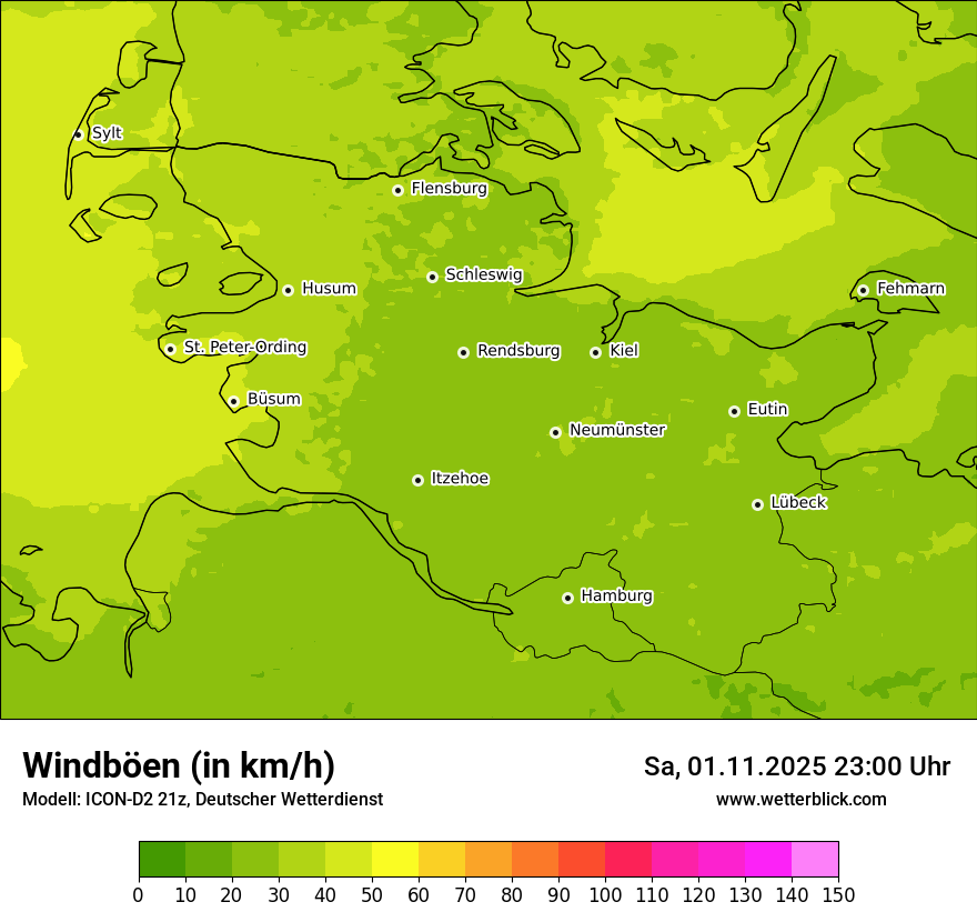 Modellkarten Windgeschwindigkeit
