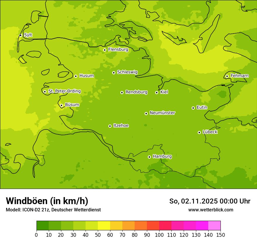 Modellkarten Windgeschwindigkeit