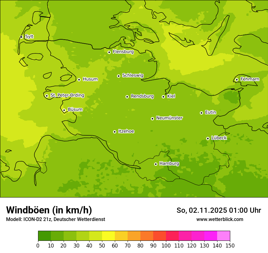 Modellkarten Windgeschwindigkeit