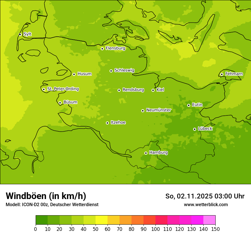 Modellkarten Windgeschwindigkeit