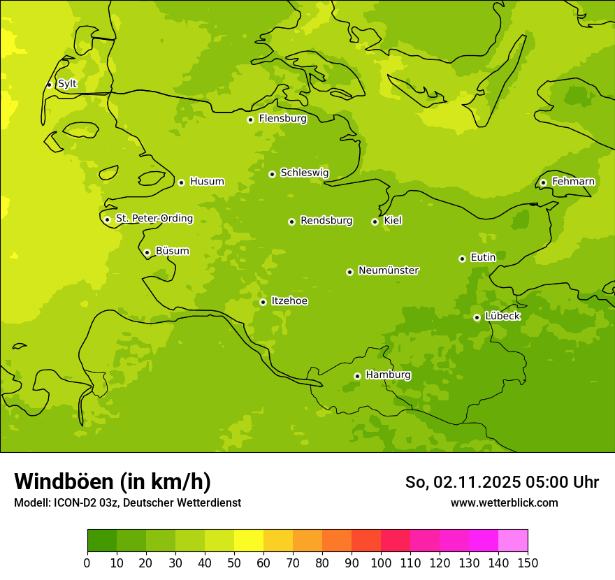 Modellkarten Windgeschwindigkeit