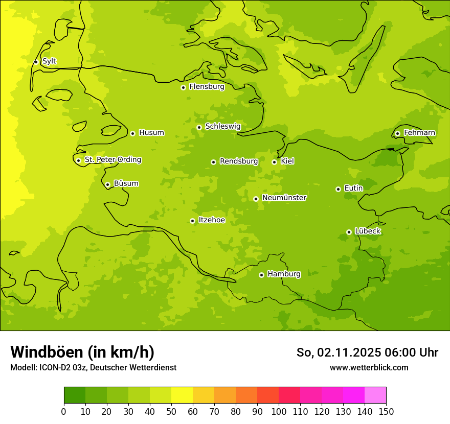 Modellkarten Windgeschwindigkeit