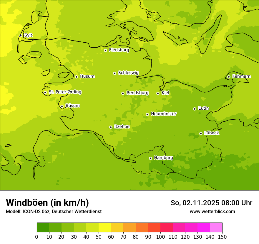 Modellkarten Windgeschwindigkeit