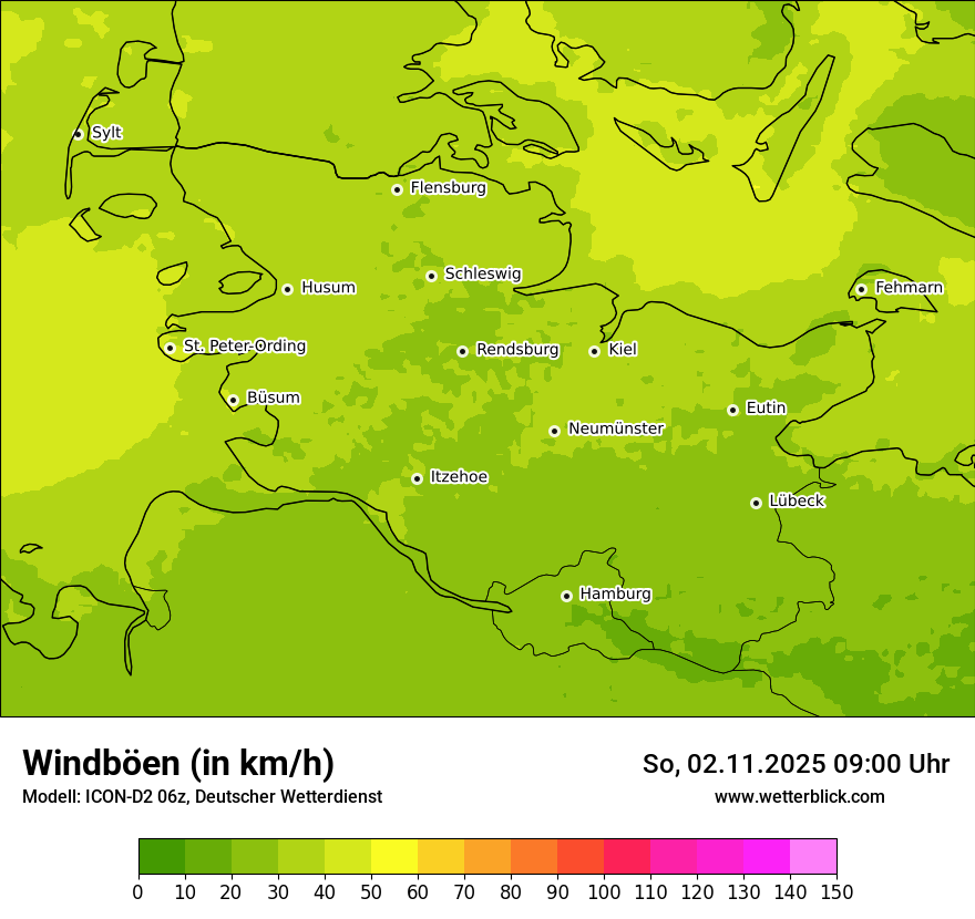 Modellkarten Windgeschwindigkeit