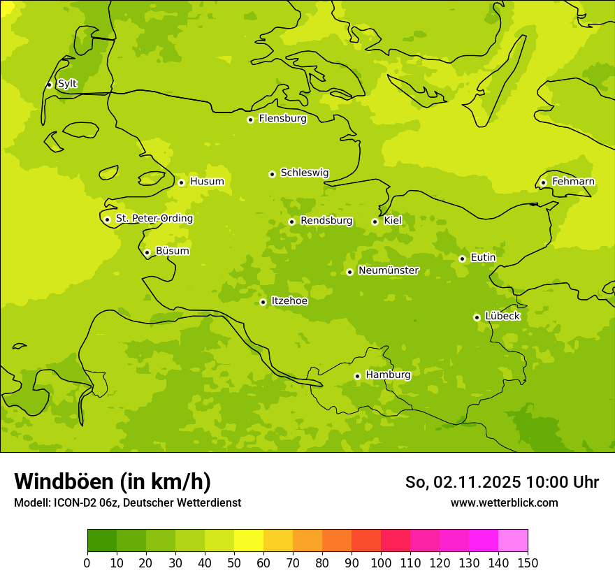 Modellkarten Windgeschwindigkeit