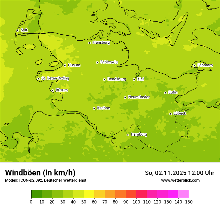 Modellkarten Windgeschwindigkeit