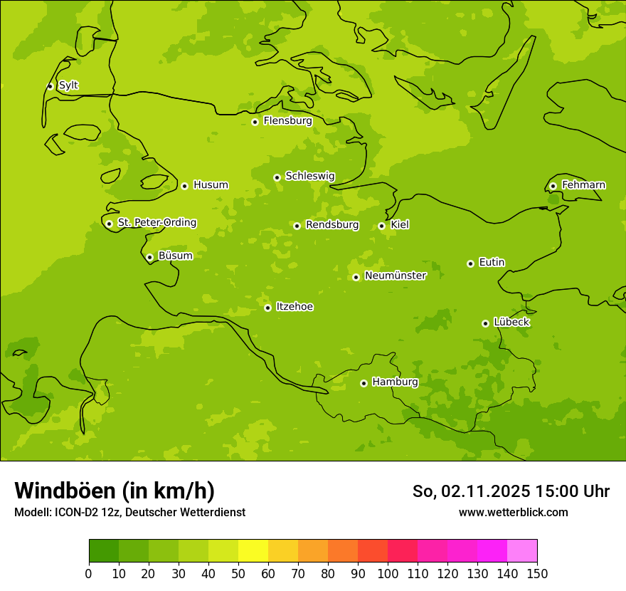 Modellkarten Windgeschwindigkeit