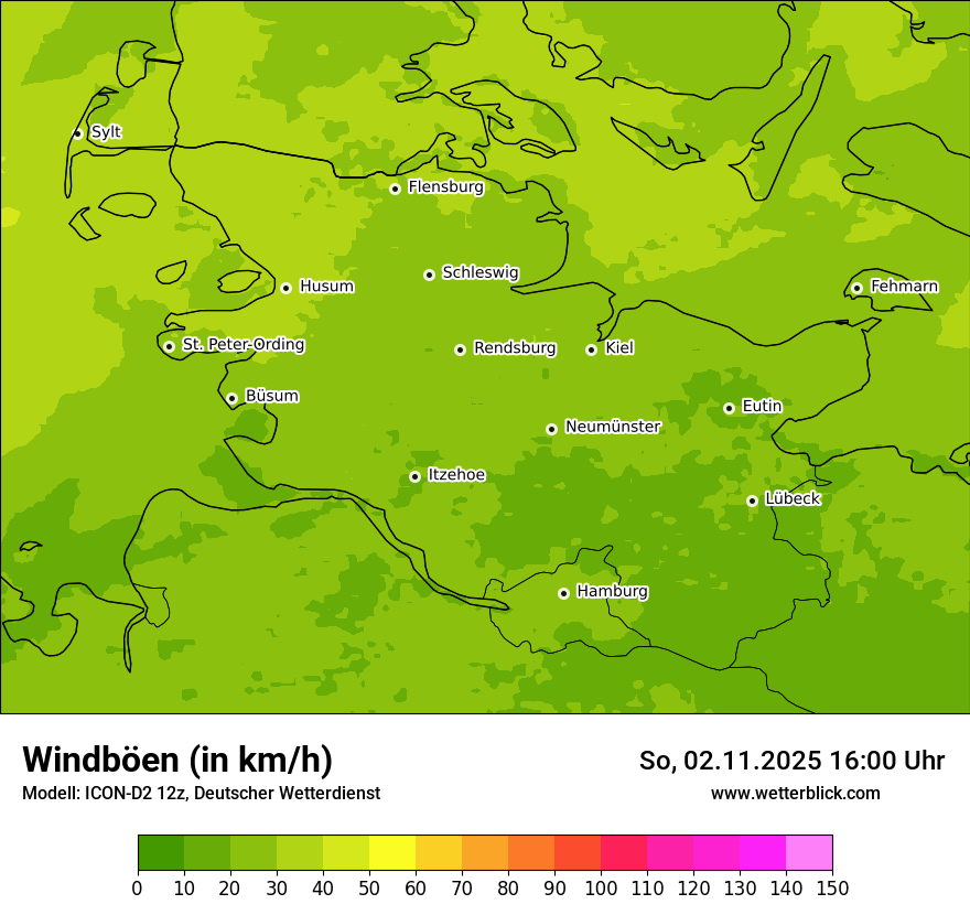 Modellkarten Windgeschwindigkeit