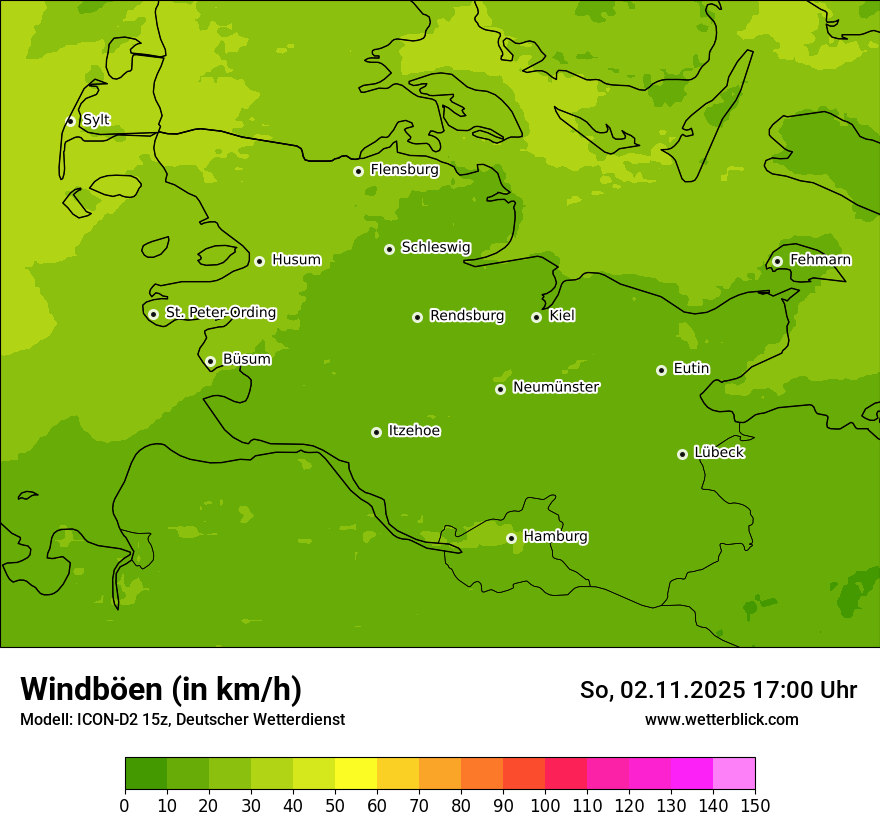 Modellkarten Windgeschwindigkeit