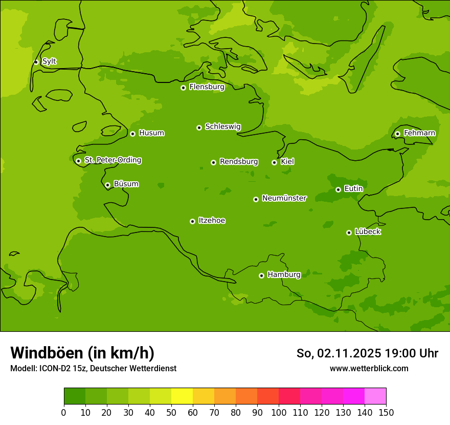 Modellkarten Windgeschwindigkeit