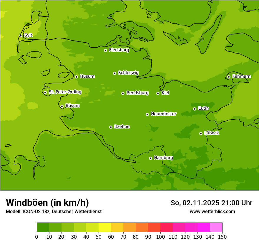 Modellkarten Windgeschwindigkeit