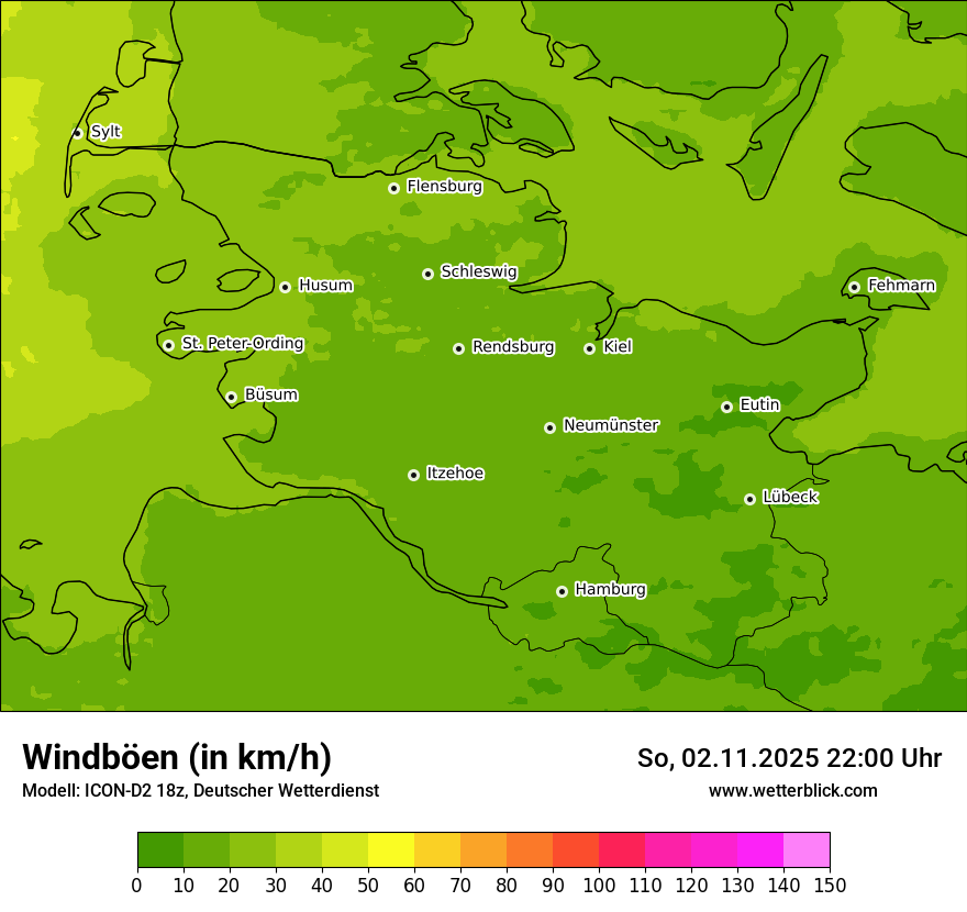 Modellkarten Windgeschwindigkeit