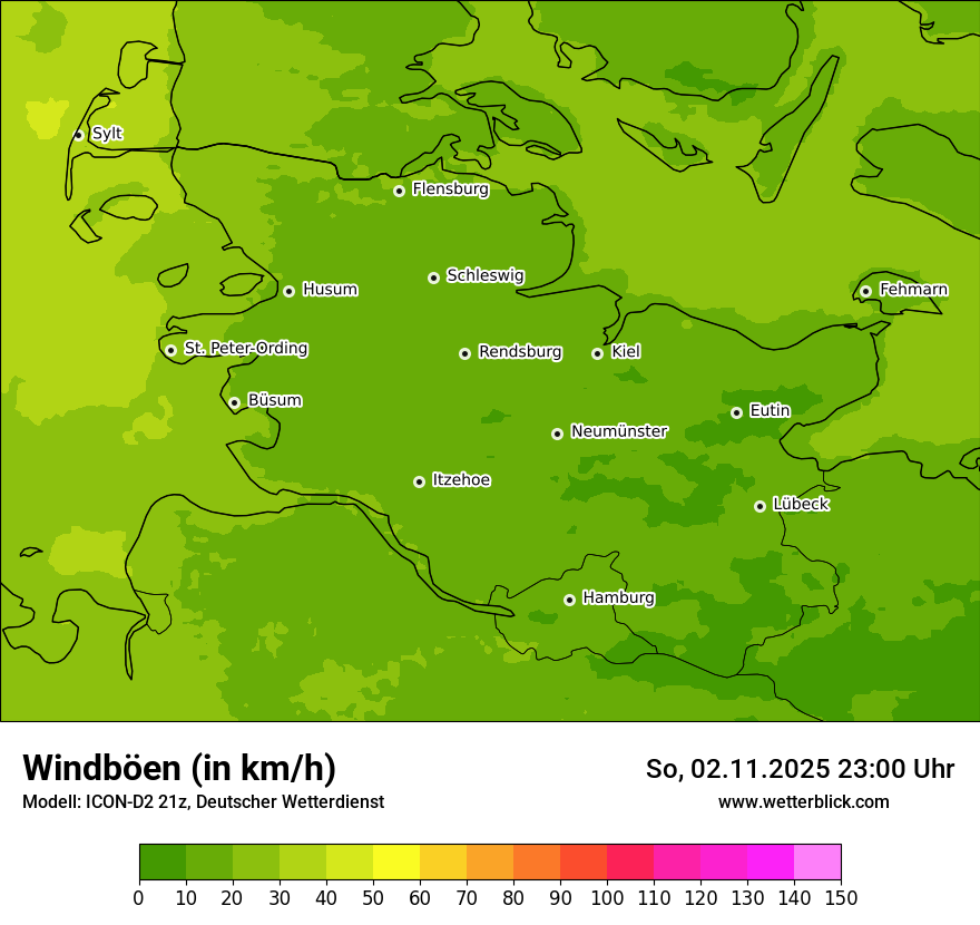 Modellkarten Windgeschwindigkeit