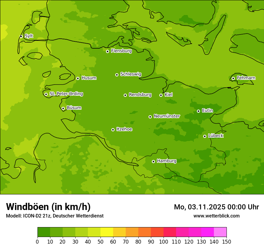 Modellkarten Windgeschwindigkeit