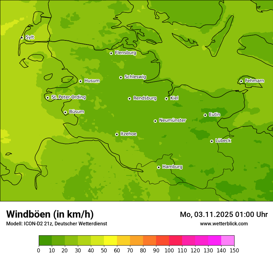 Modellkarten Windgeschwindigkeit