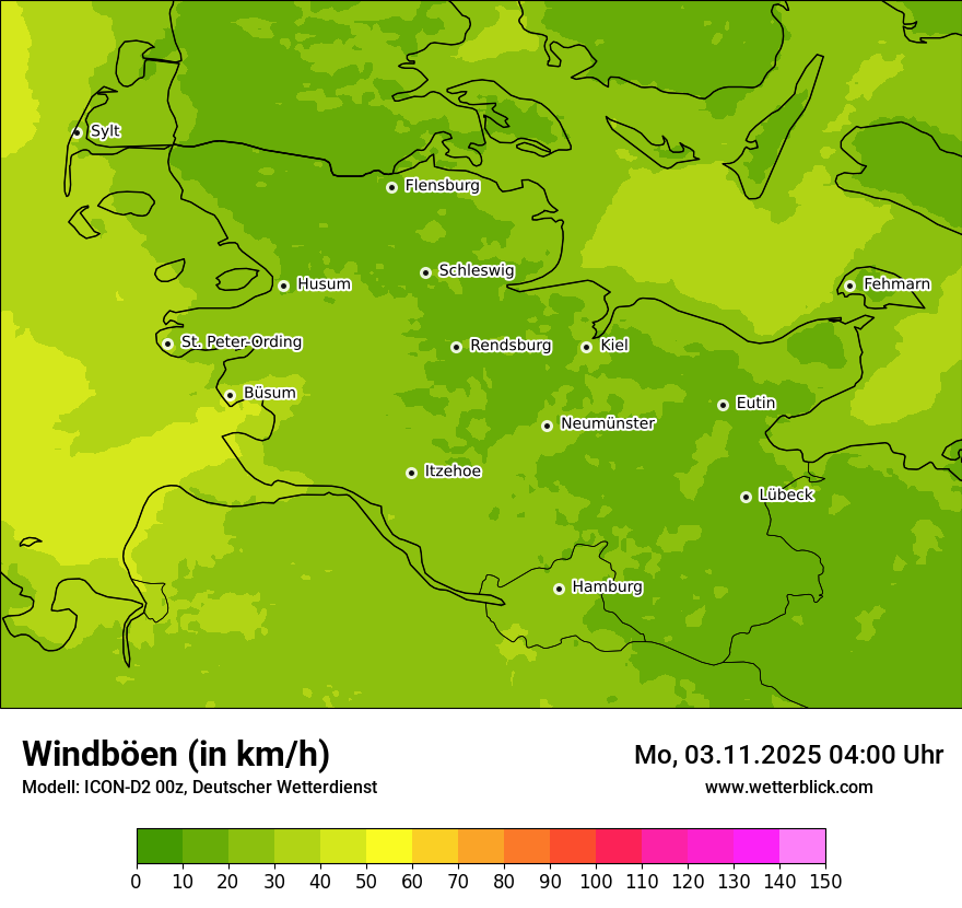 Modellkarten Windgeschwindigkeit