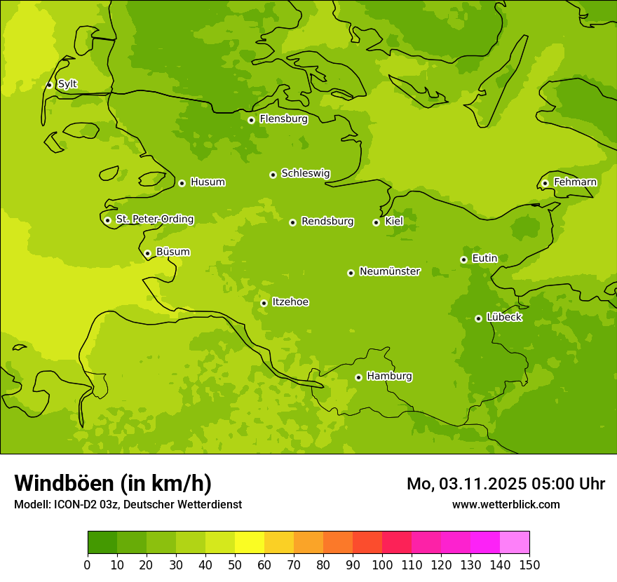 Modellkarten Windgeschwindigkeit