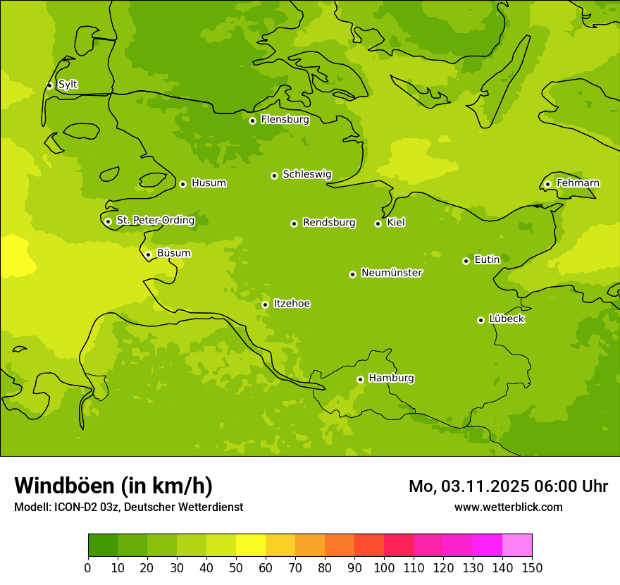 Modellkarten Windgeschwindigkeit