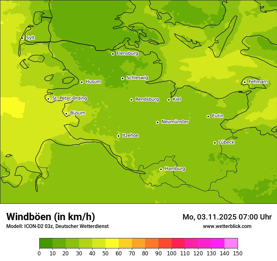 Modellkarten Windgeschwindigkeit