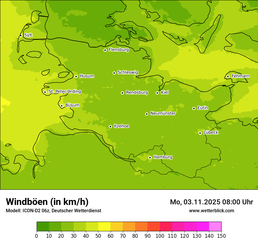 Modellkarten Windgeschwindigkeit