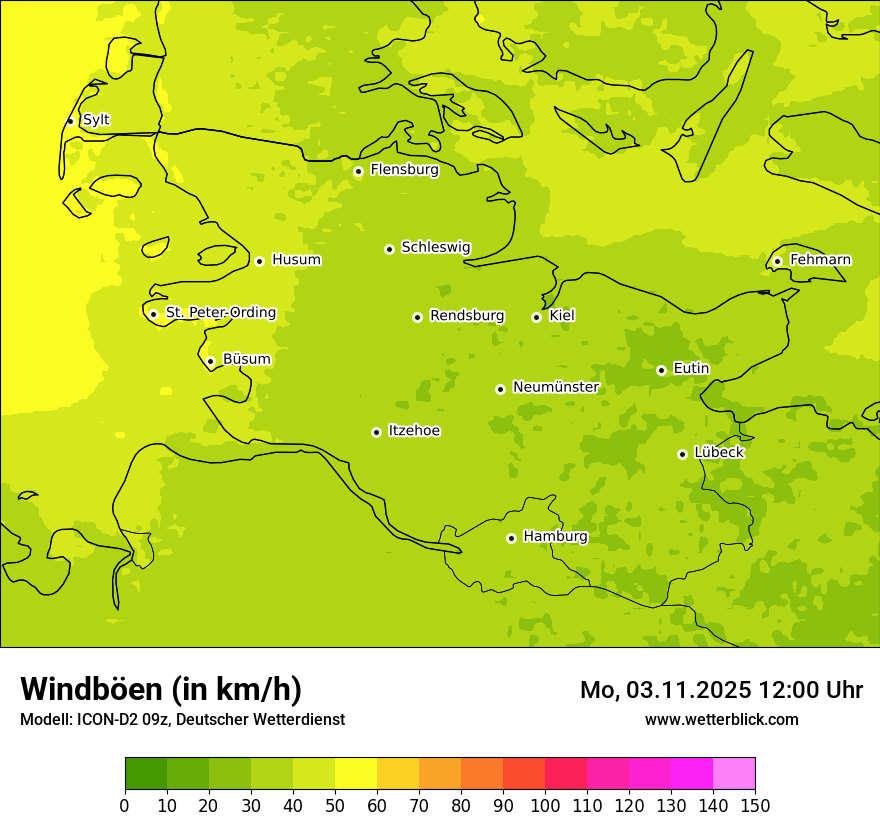 Modellkarten Windgeschwindigkeit