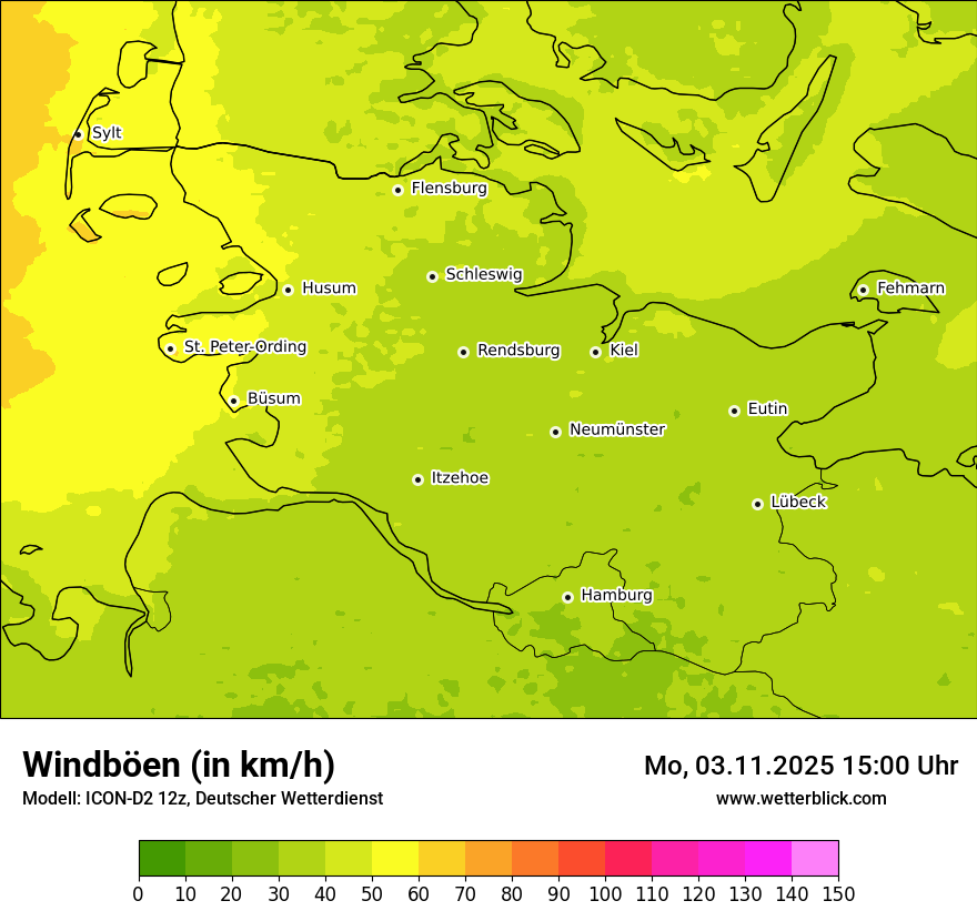 Modellkarten Windgeschwindigkeit