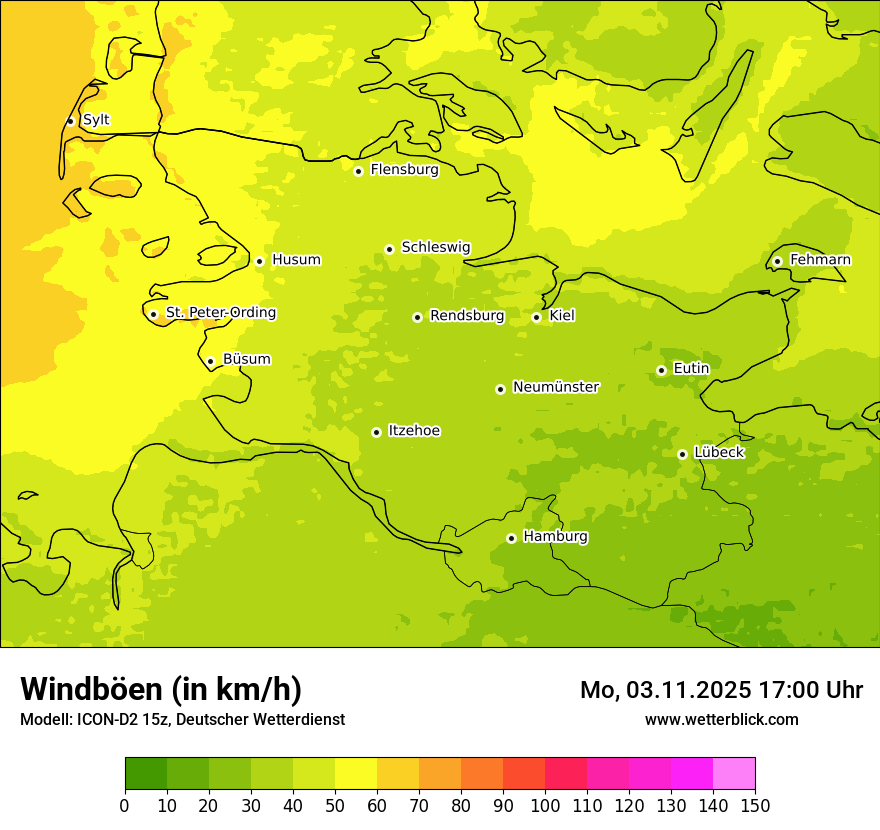 Modellkarten Windgeschwindigkeit