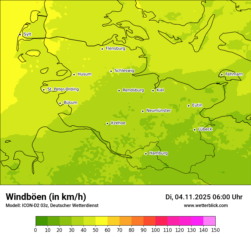 Modellkarten Windgeschwindigkeit
