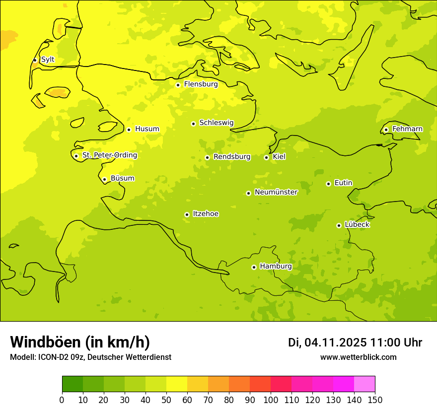 Modellkarten Windgeschwindigkeit