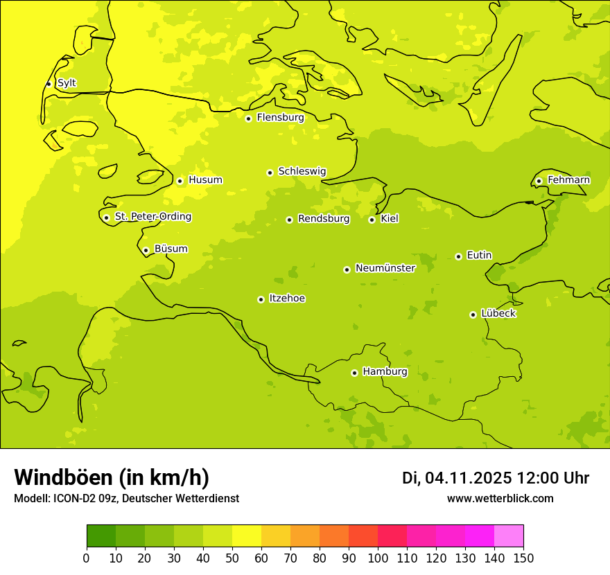 Modellkarten Windgeschwindigkeit