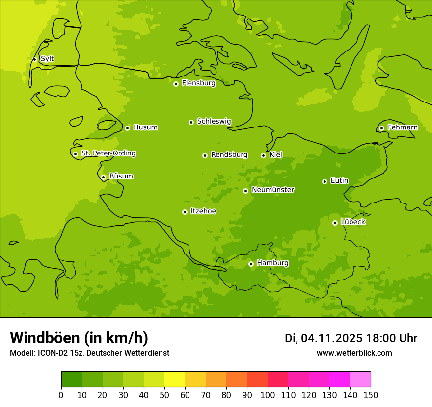 Modellkarten Windgeschwindigkeit