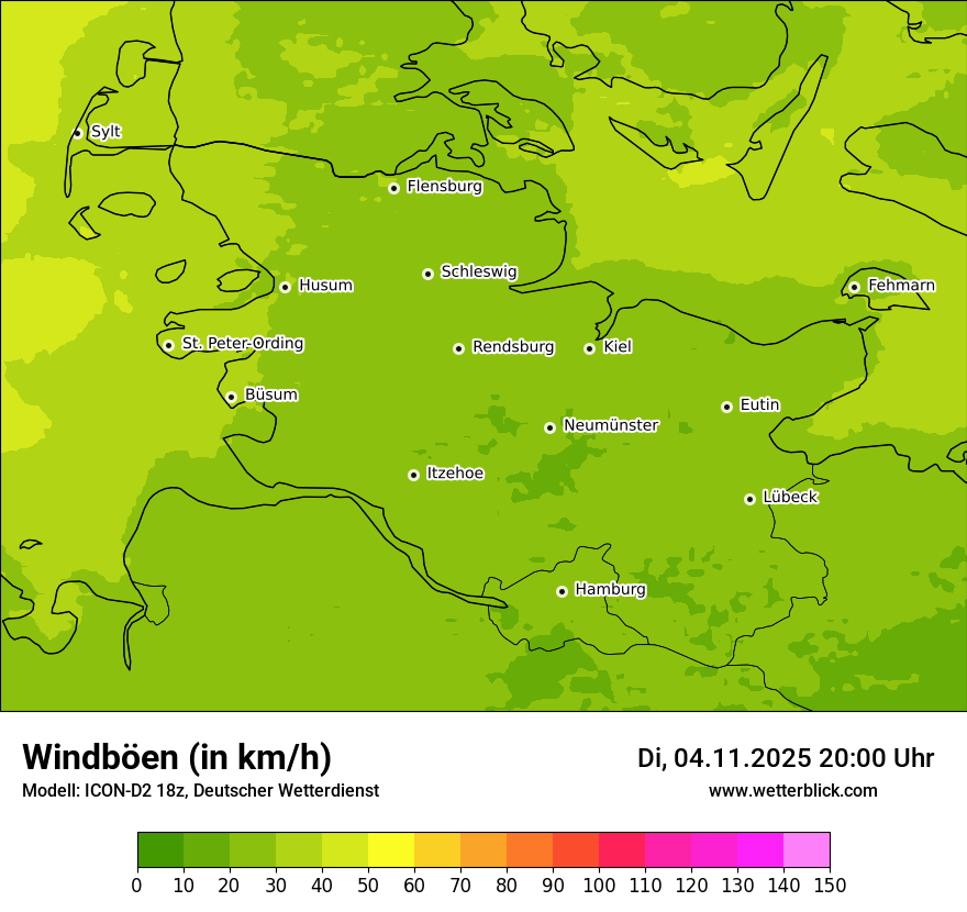 Modellkarten Windgeschwindigkeit