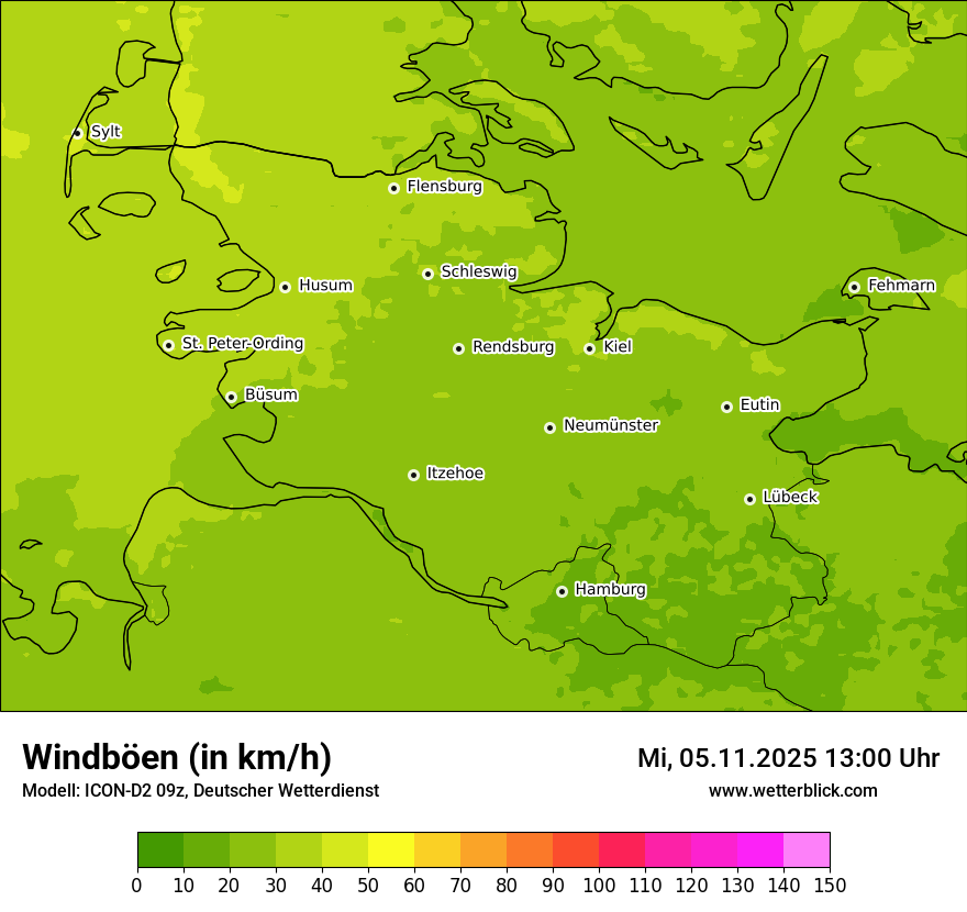 Modellkarten Windgeschwindigkeit