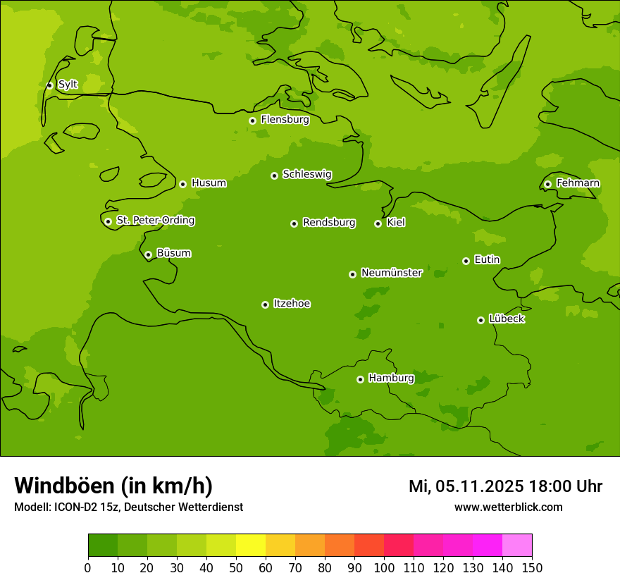 Modellkarten Windgeschwindigkeit