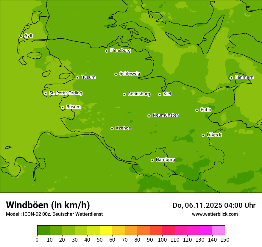 Modellkarten Windgeschwindigkeit